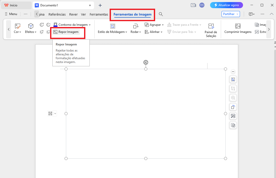 WPS Office Restaurar imagem