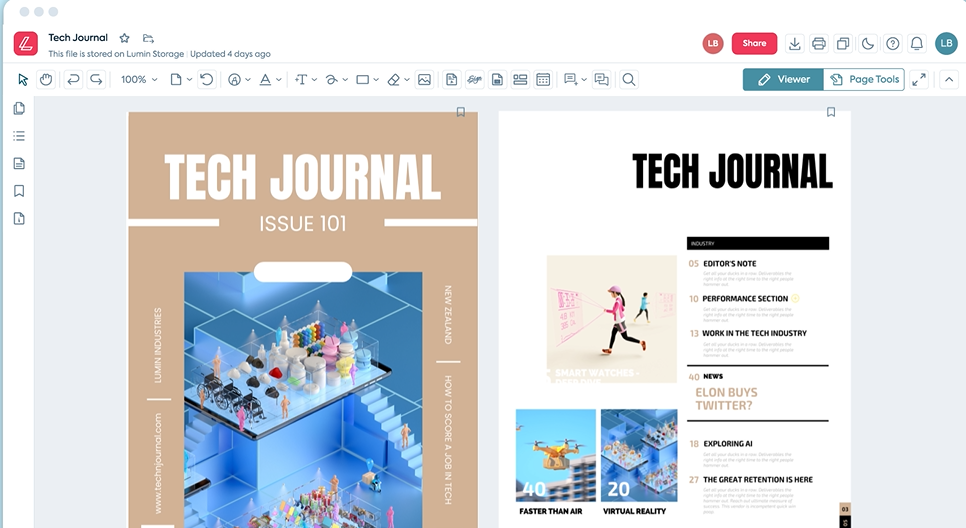 interface do Lumin PDF