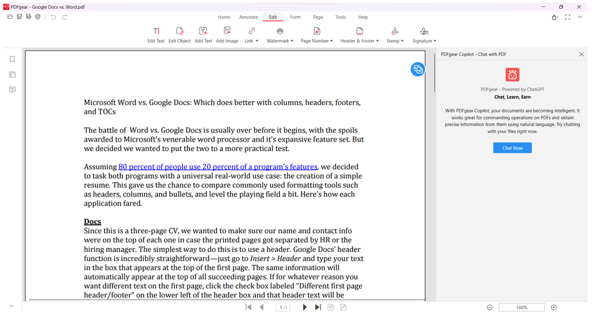 interface do PDF Gear