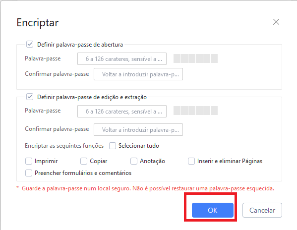 Criptografar arquivos PDF usando o WPS PDF