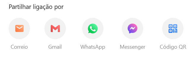 opções de compartilhamento do WPS