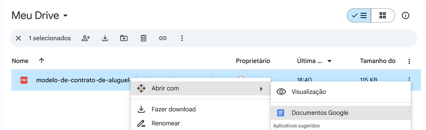 como abrir PDF com o Google Docs