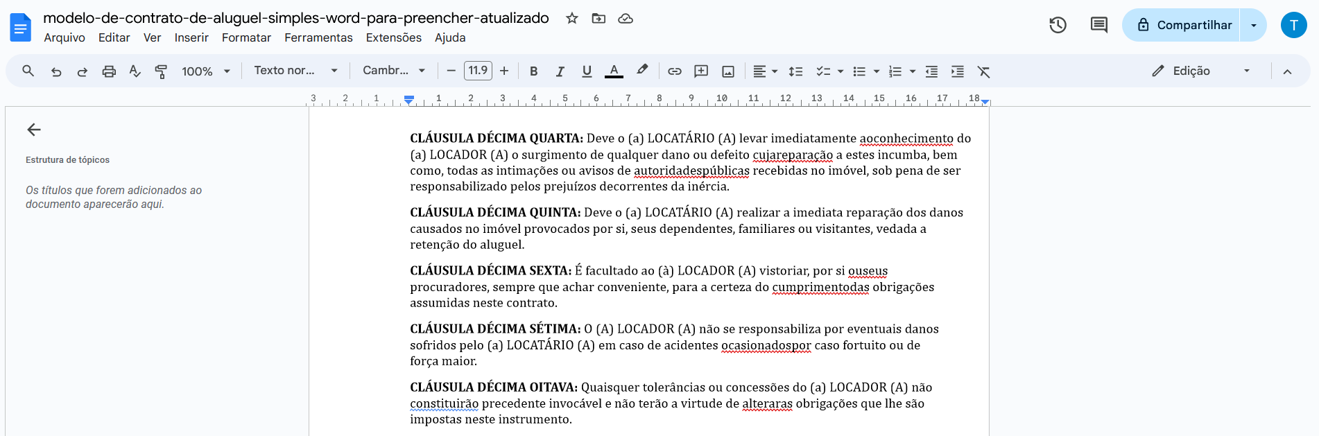 exemplo de PDF aberto no Google Docs pelo Google Drive