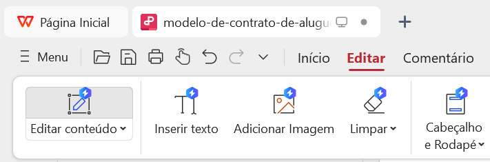 como editar conteúdo de PDF no WPS Office
