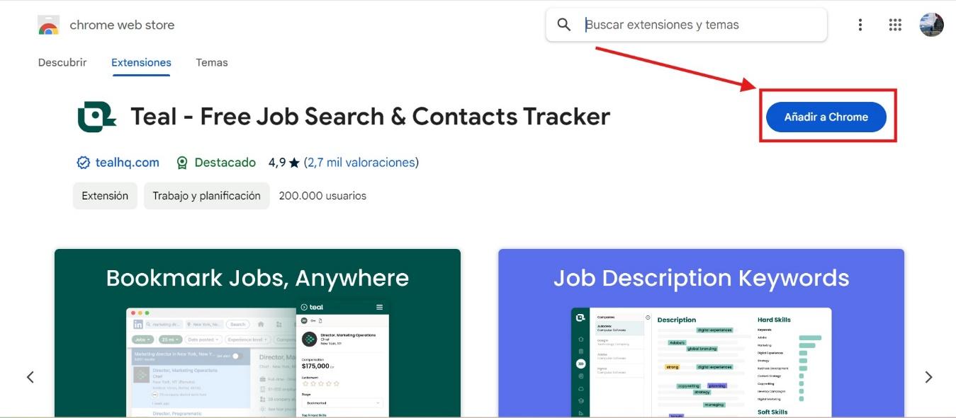 Descargar la extensión de Chrome Teal