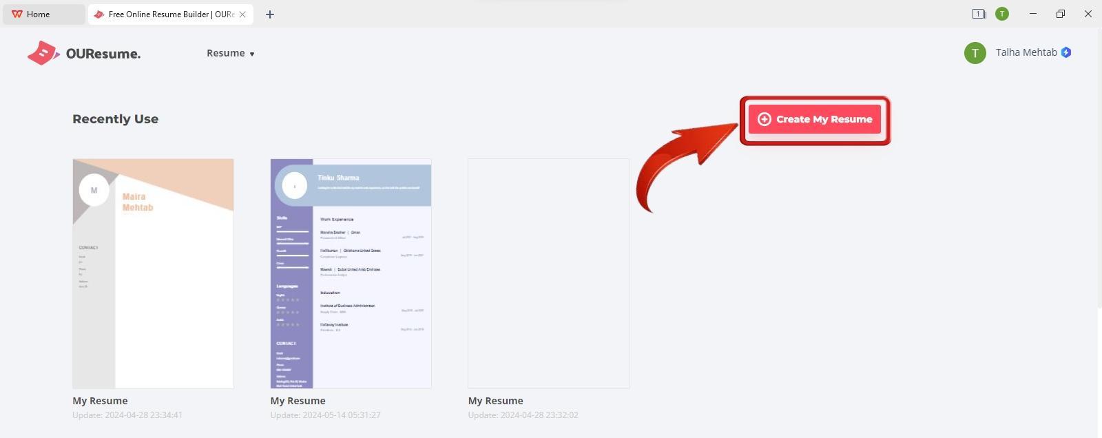 Crear un nuevo Currículum desde cero