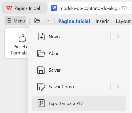 exportando para PDF no WPS