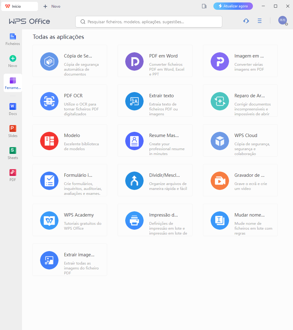 Interface do usuário WPS