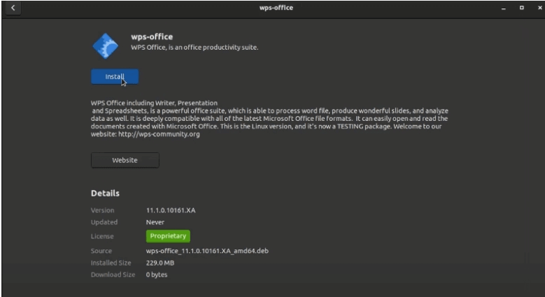 Page d'installation de WPS