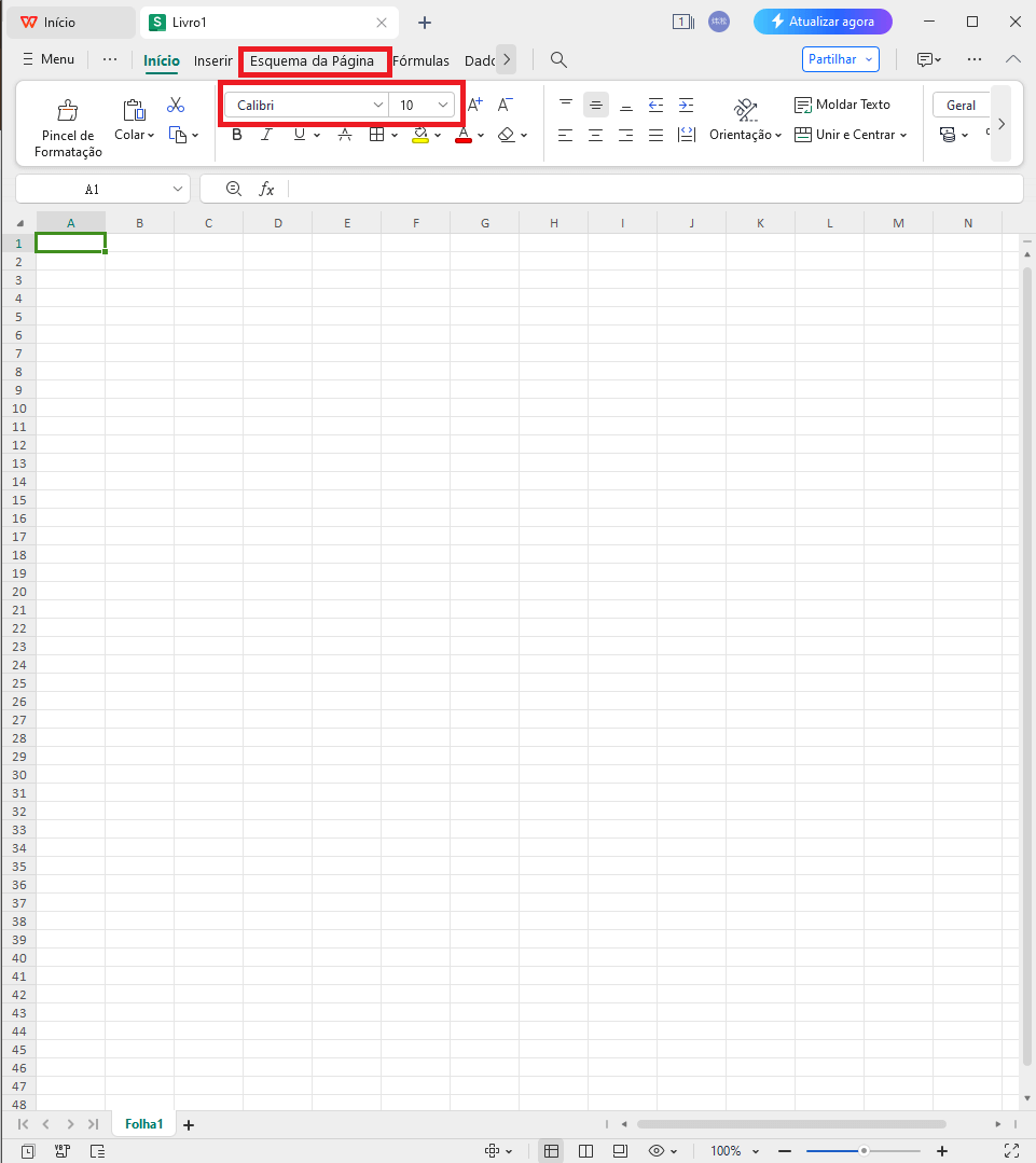 Arquivo do Excel aberto no WPS Spreadsheet indicando onde ir para editar o conteúdo
