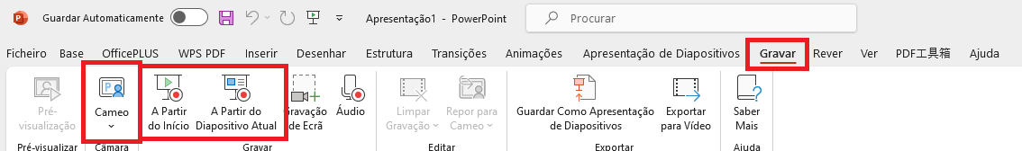 Opções de gravação de slides no Microsoft PowerPoint