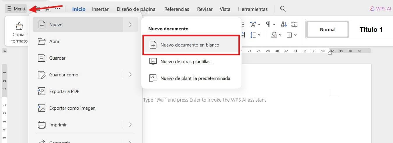 Crear un nuevo documento