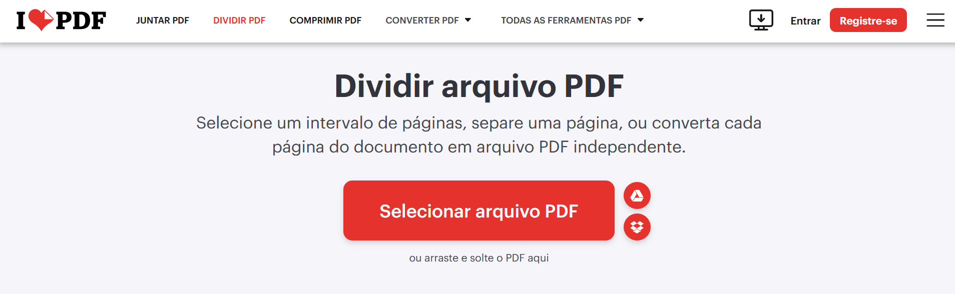 interface do iLovePDF