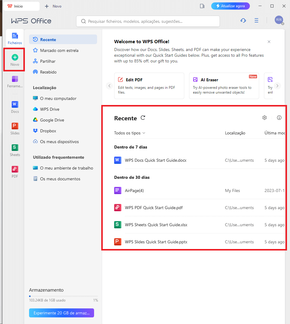 Aplicativos no WPS Office para escolher para editar documentos