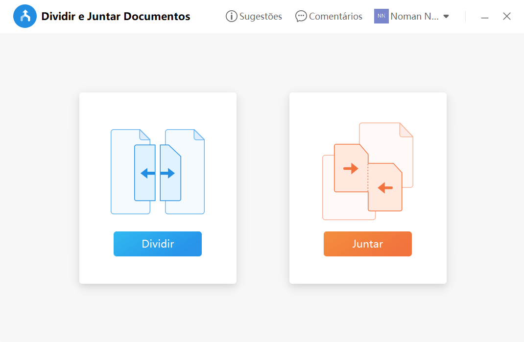 opção de Dividir ou Mesclar documentos no WPS Office