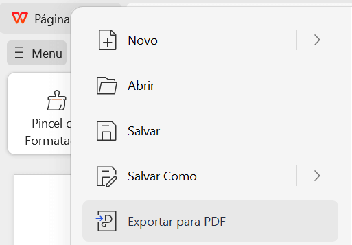 exportando para PDF no WPS