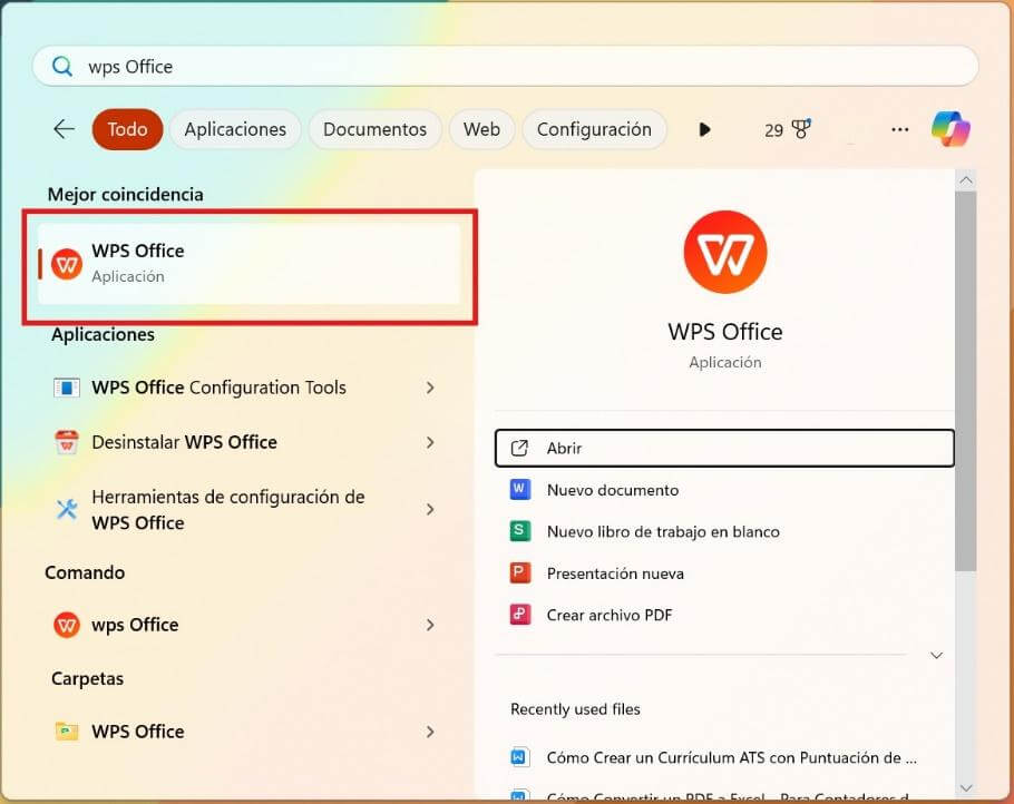 Abrir WPS para escritorio
