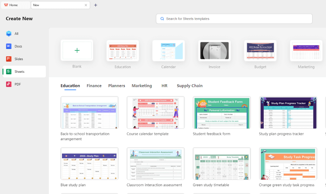 Plantillas de Excel gratuitas de WPS