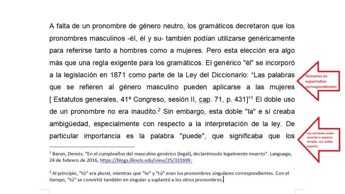 Notas de pie de página en formato MLA