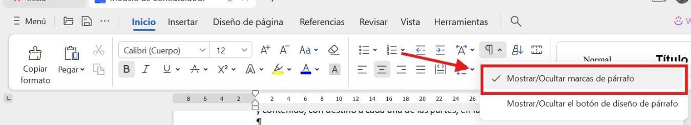 WPS Writer Mostrar/Ocultar Marcas de Párrafo
