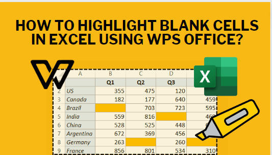 Wie man leere Zellen in Excel mit WPS Office hervorhebt? (3 übliche Methoden)
