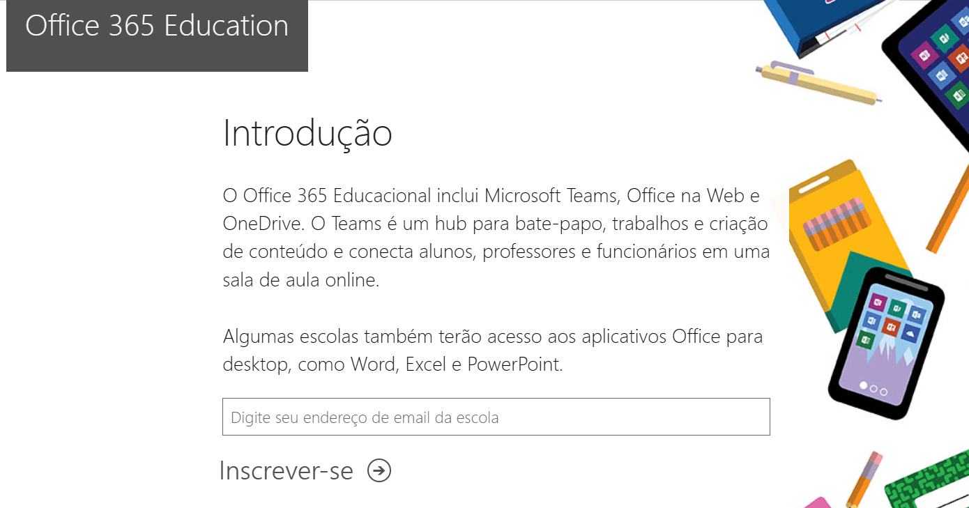 tela de acesso ao Microsoft Educação