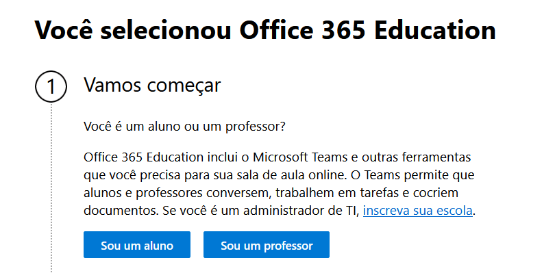 opções do Office Educação