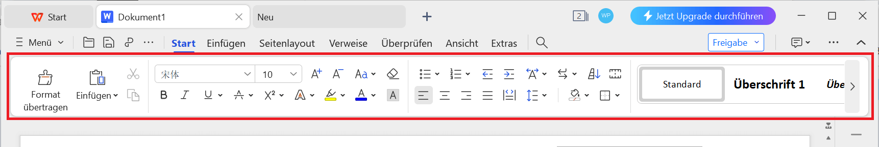 WPS programmieren die werkzeugleisten