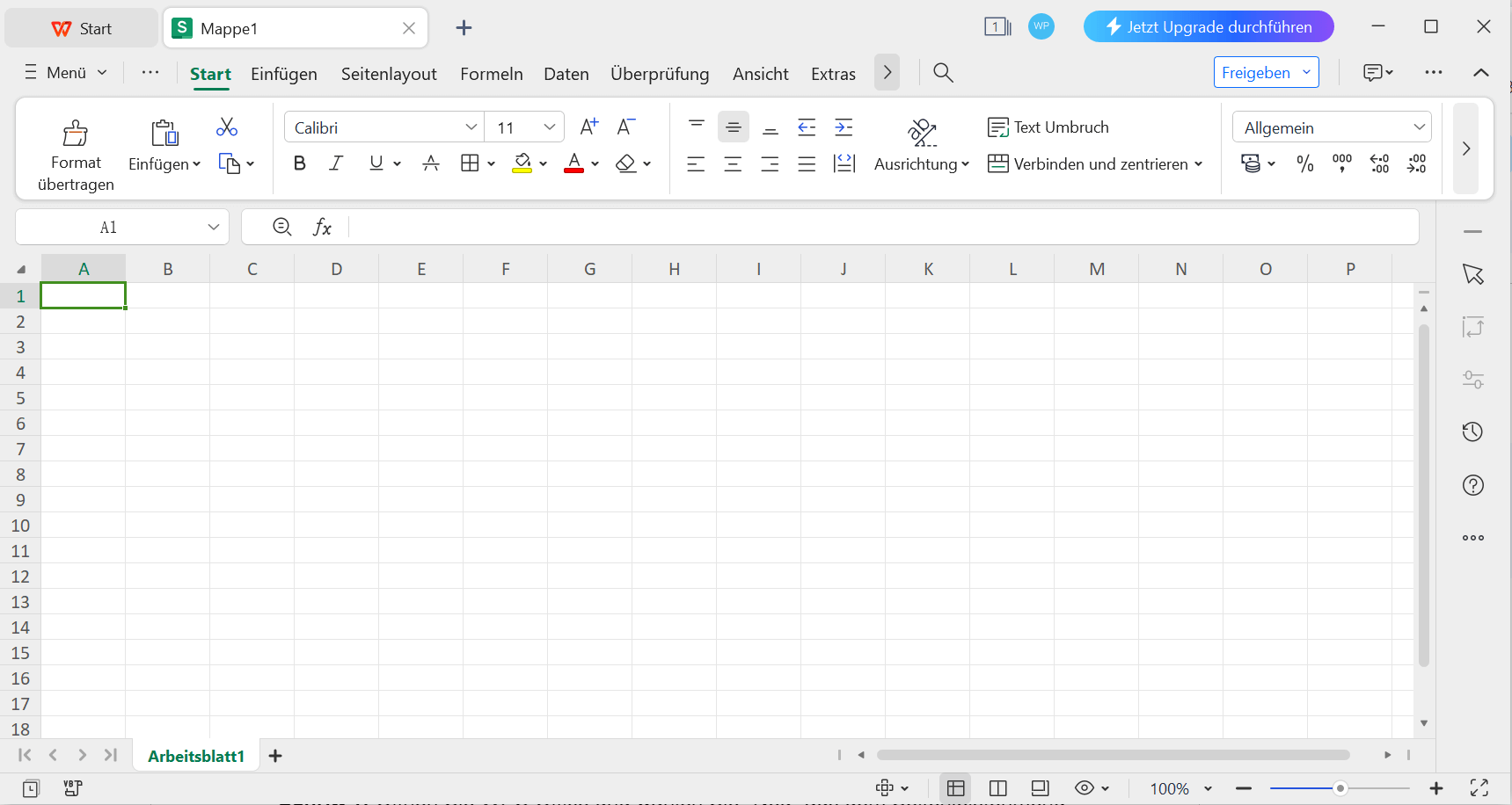 WPS Office Tabelle-Oberfläche
