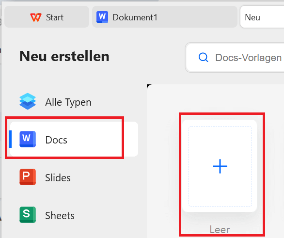 Öffnen Sie WPS Writer