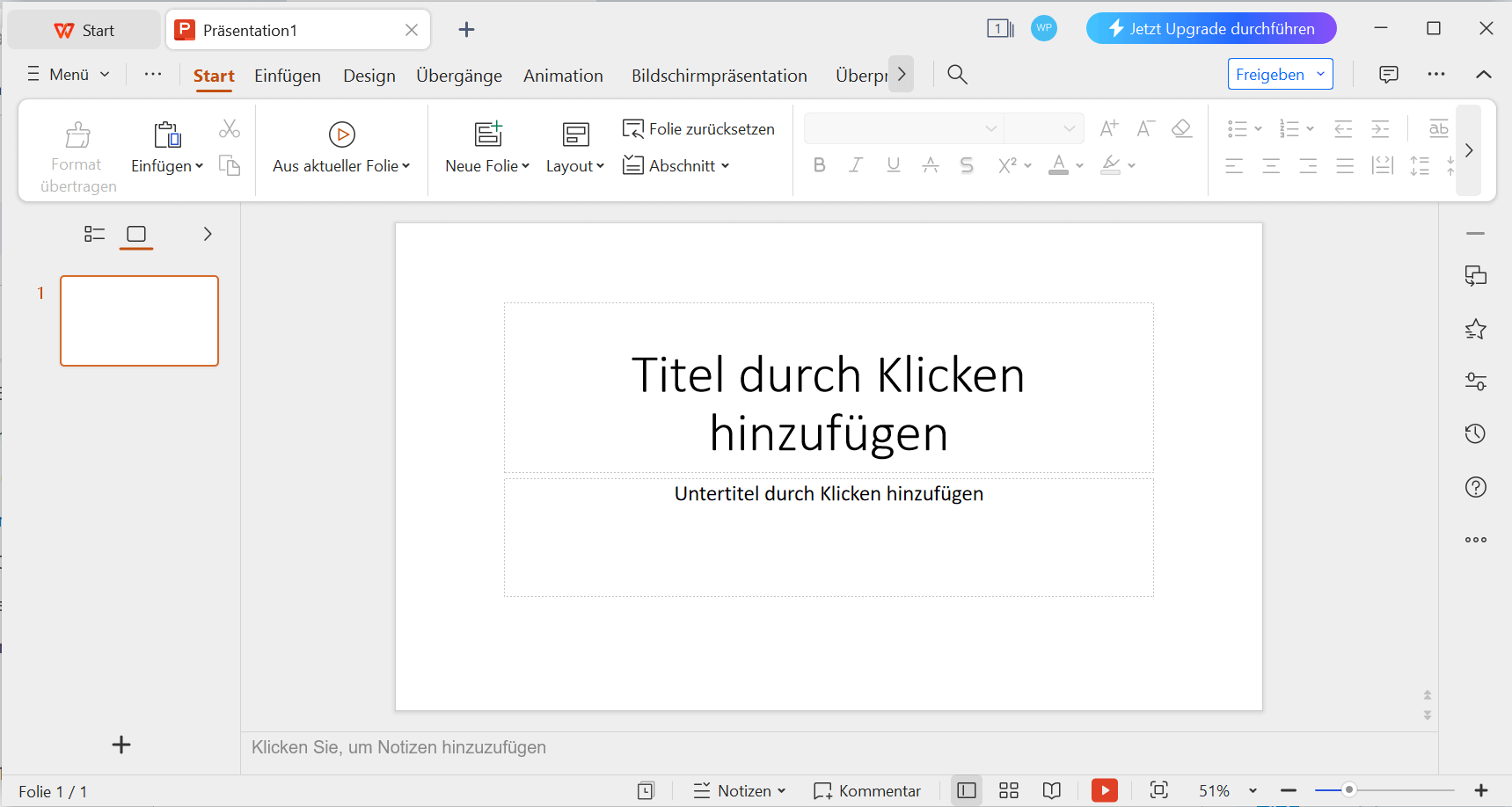 WPS Präsentationsoberfläche
