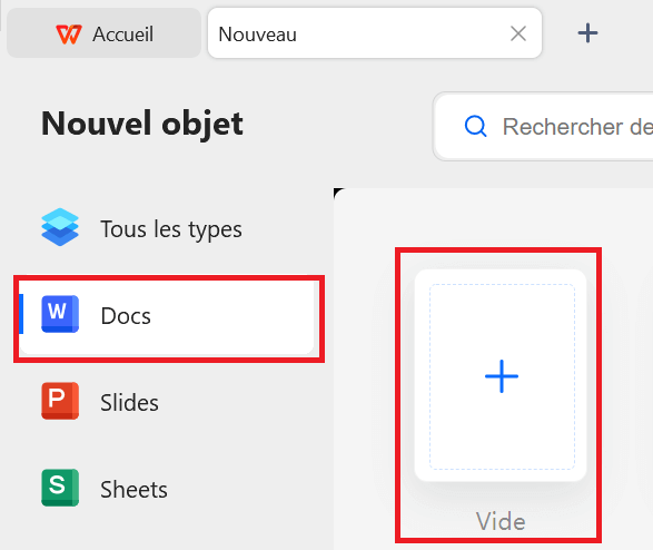 Écrivain WPS ouvert