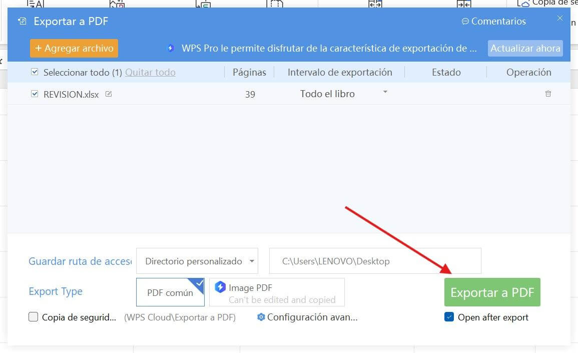 Hacer clic en el botón