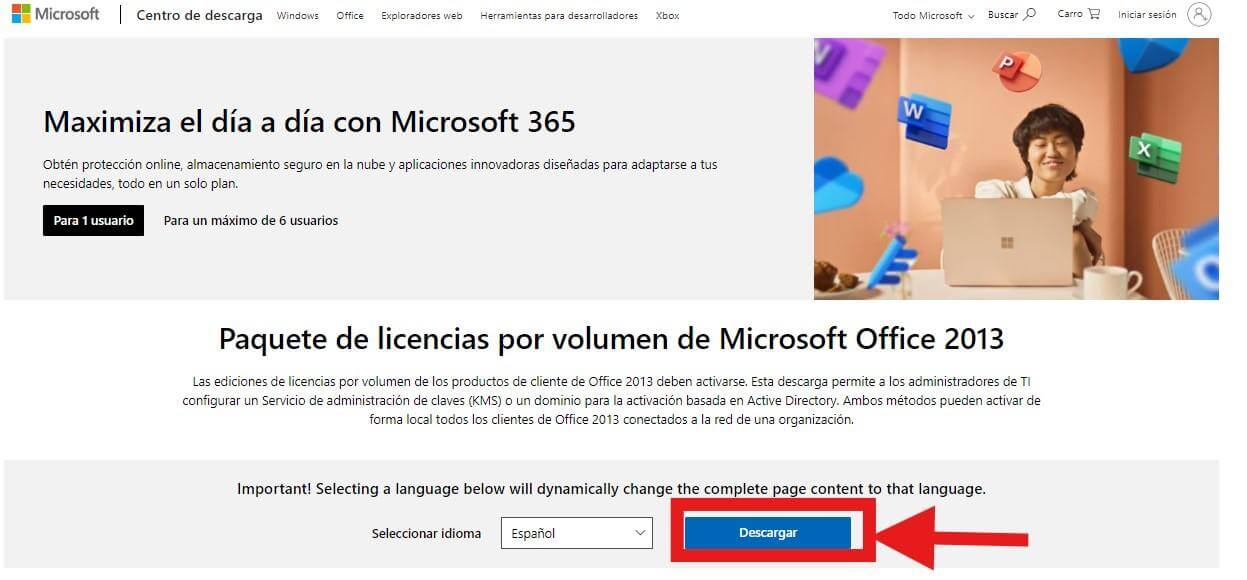Descargar el Paquete de Licencias por Volumen de Microsoft Office 2013