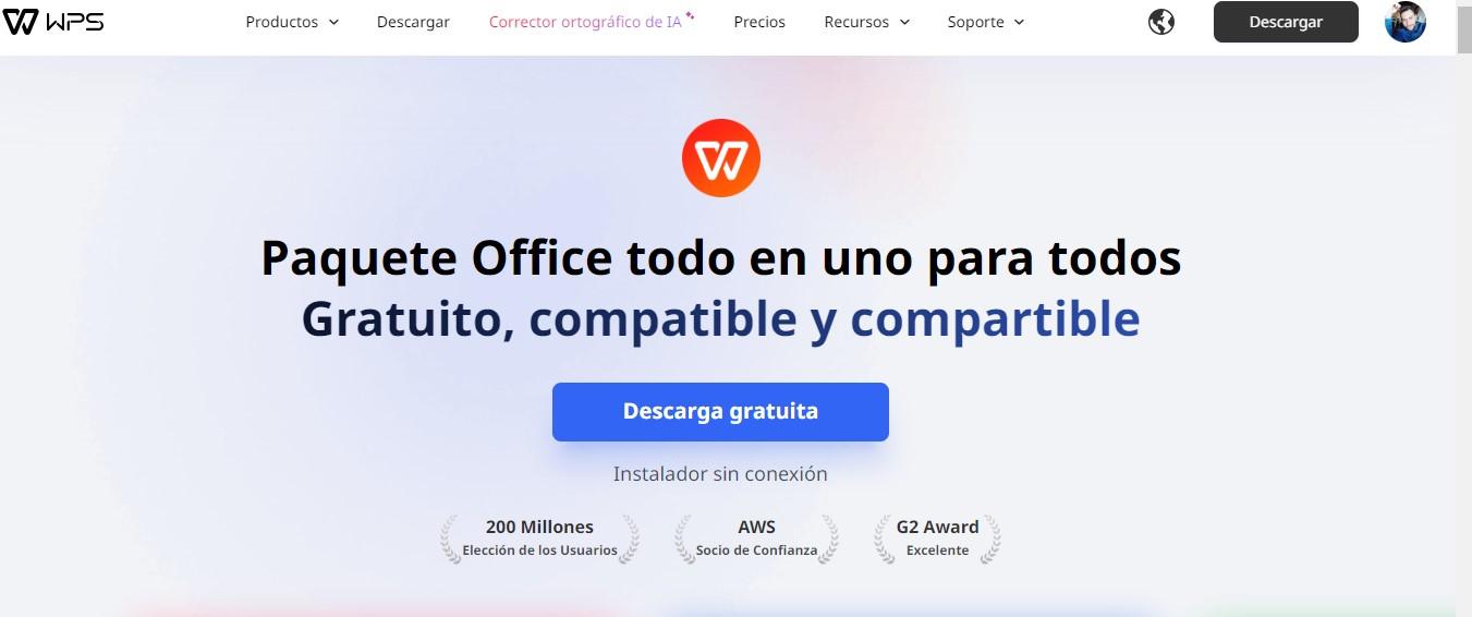 Página de inicio de WPS Office
