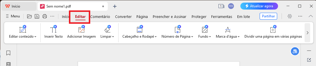 WPS PDF aba Editar