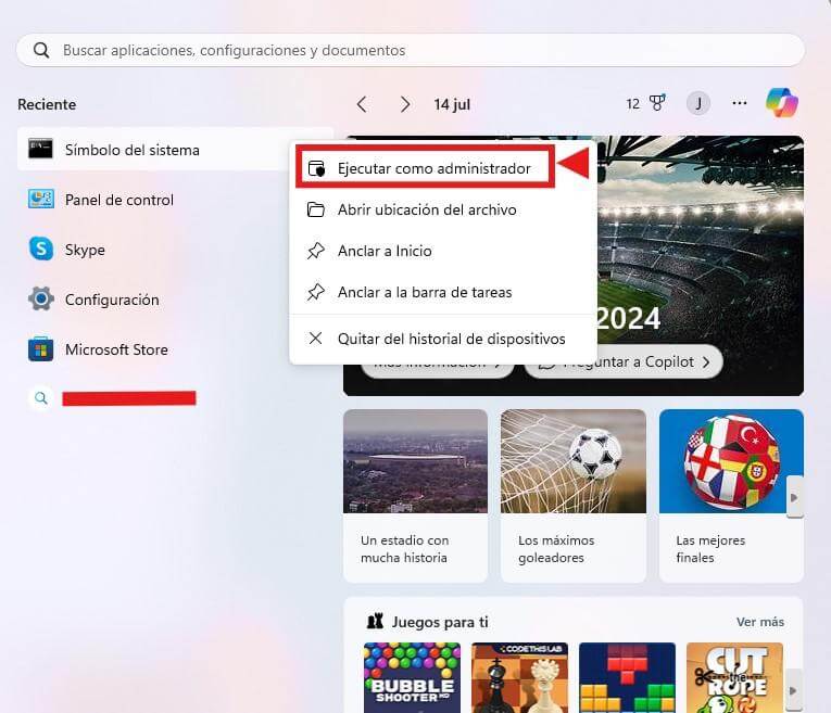 Abrir el Símbolo del Sistema