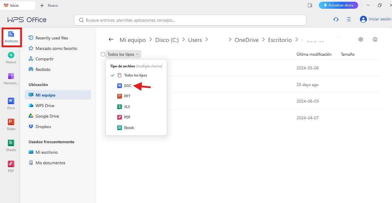Abrir archivo en WPS Office