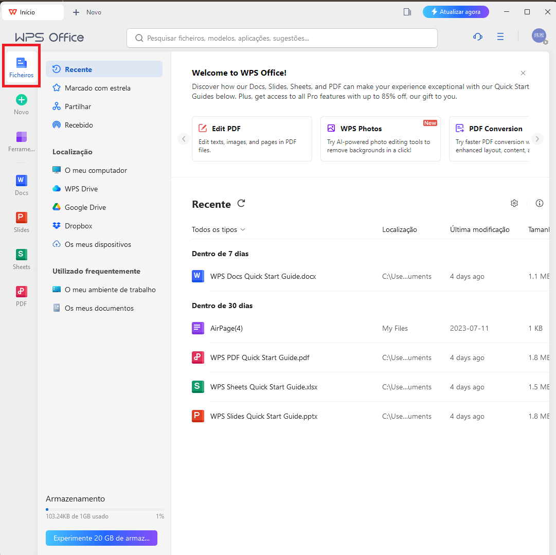 WPS Office abrir arquivo