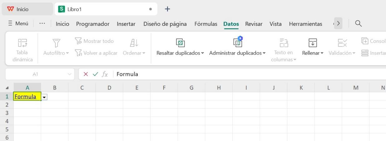 Editar un documento de WPS Spreadsheet