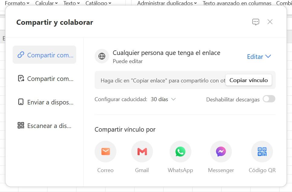 Compartir y colaborar en WPS