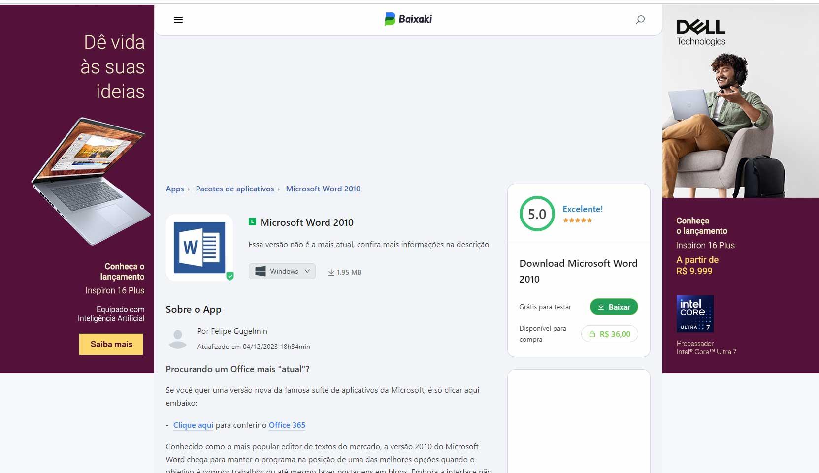 Como Baixar o Word 2010 Grátis no Baixaki em 2026?