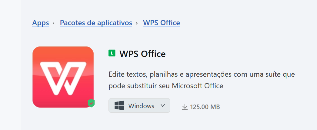 tela do WPS Office no Baixaki