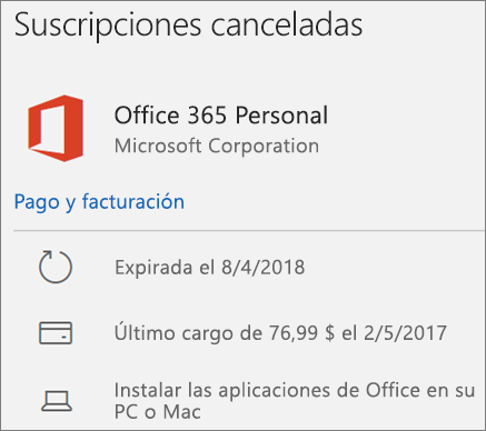 Suscripción a Microsoft Office