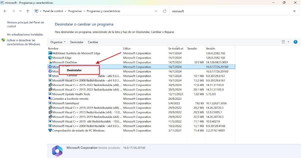 Desinstalar Microsoft Office 365 en Windows 11