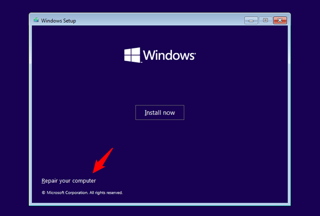 select Repair your computer