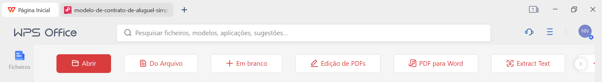 opções de PDF no WPS