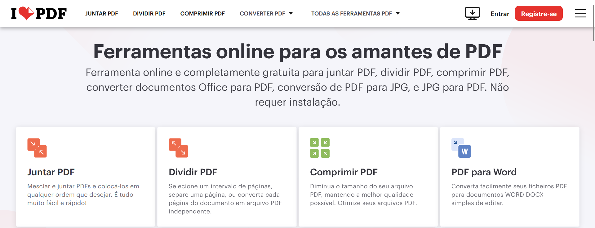 interface do iLovePDF