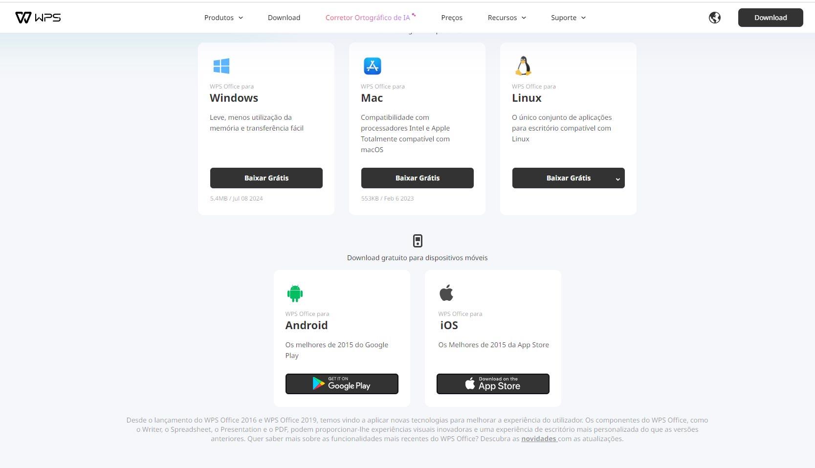  compatibilidade do WPS Office