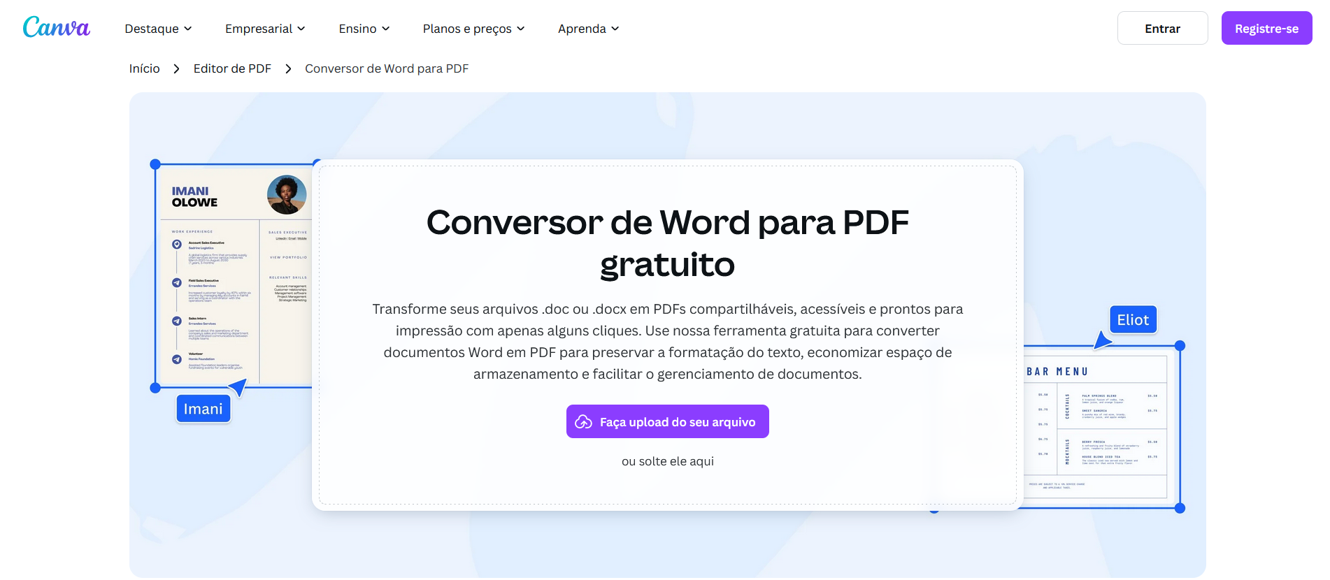 conversor de Word para PDF do Canva